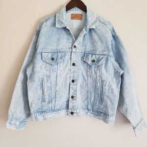 Levi's Vintage Large Denim Trucker Jacket Made in USA Red Tab 777-1